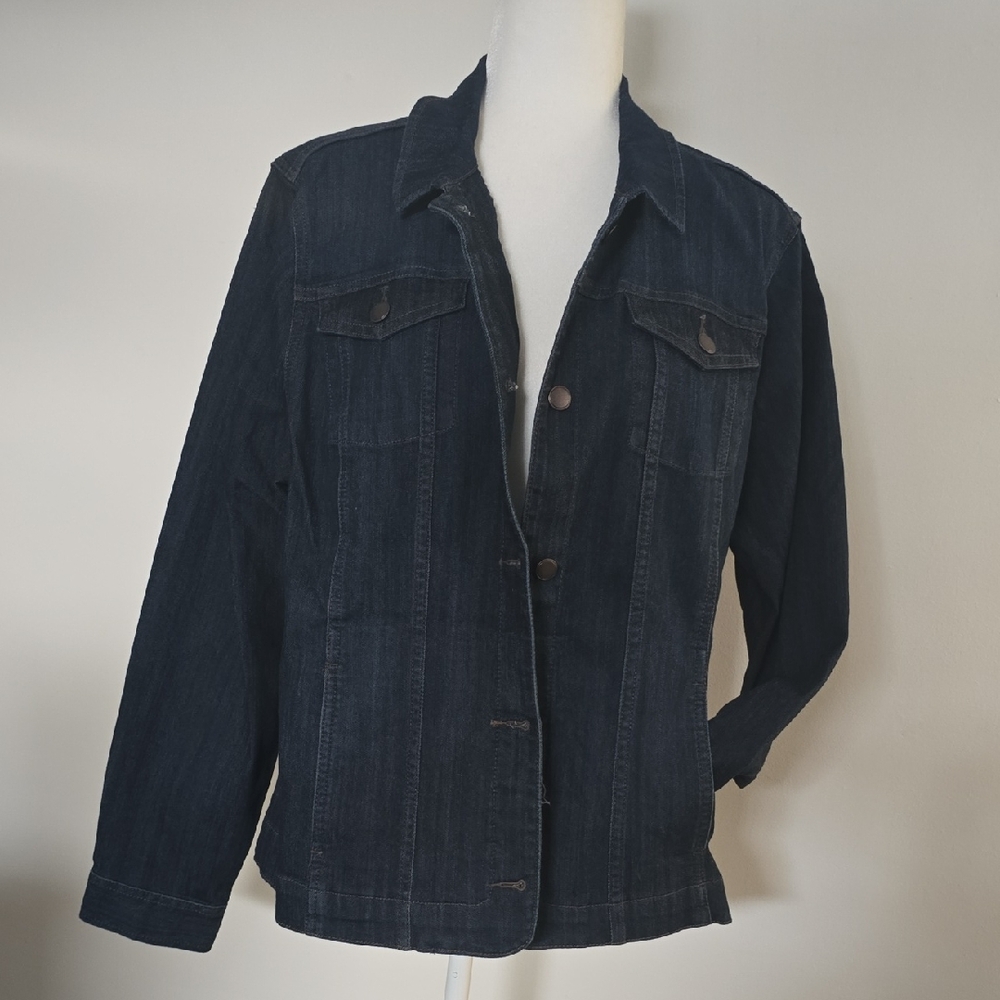 Croft & barrow Dark Blue Button Down Denim Jacket for Women Size XL